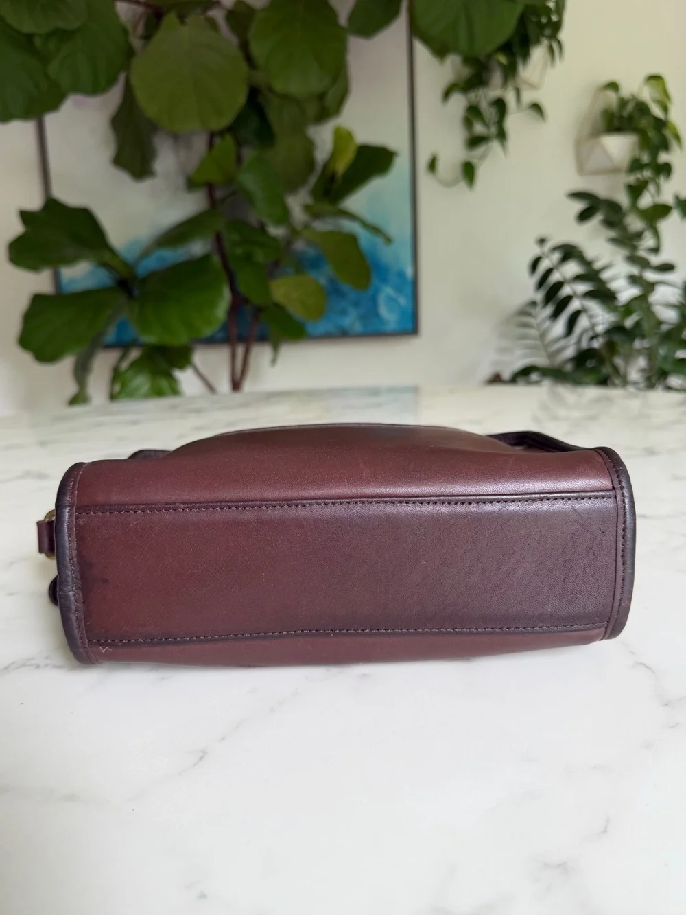 Coach Vintage Metropolis Zip Crossbody Bag 9087 Mahogany Leather 90's w/ Key Fob - Picture 7 of 16